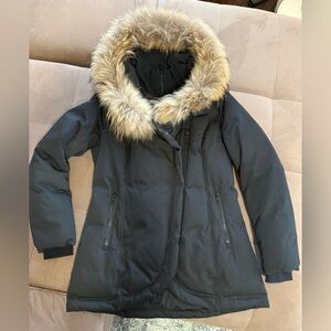 SOIA & KYO Black Faux Fur Hooded Winter Coat – Size M